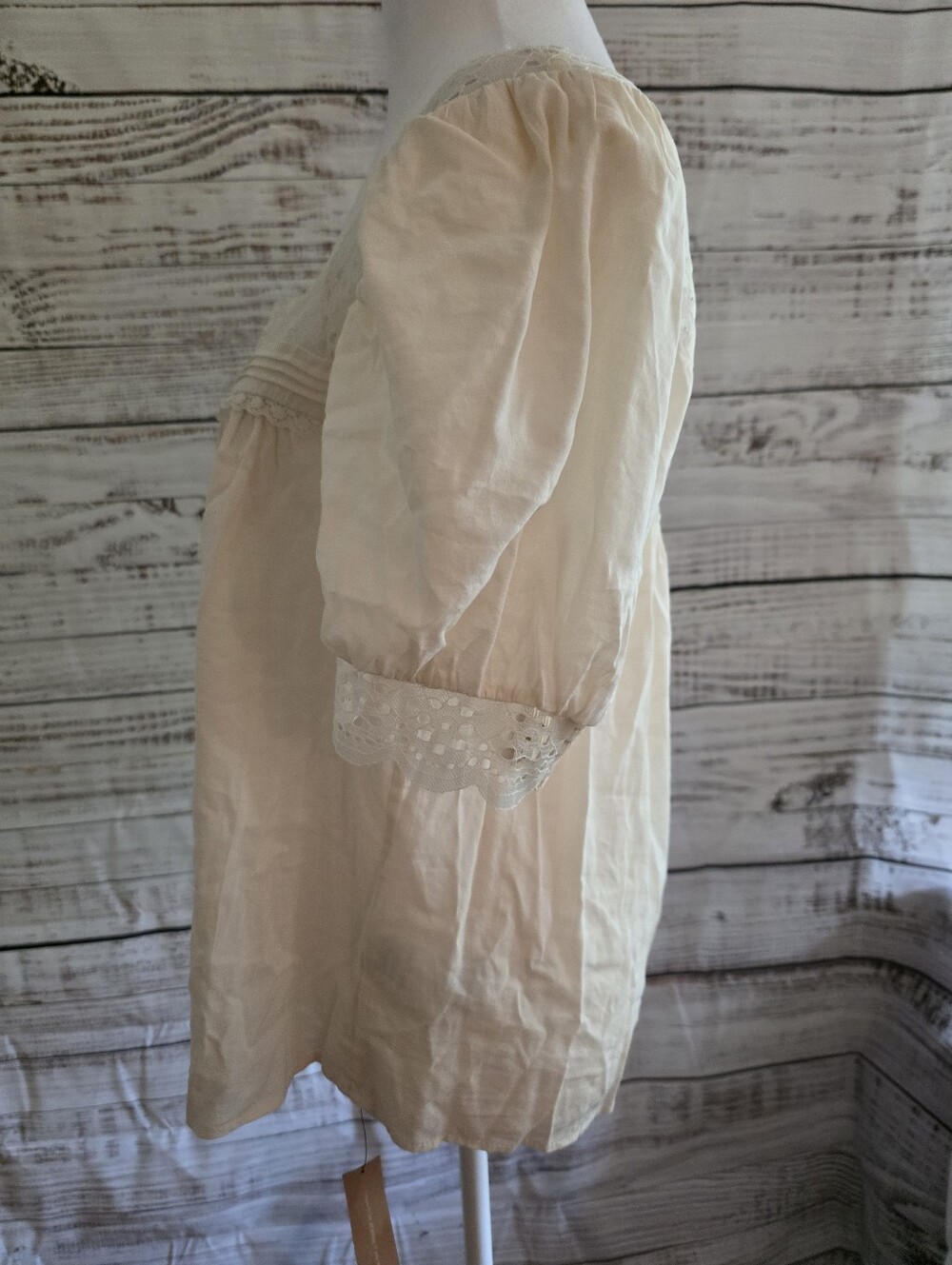 NWT Reformation Cream Eyelet Lace Puff Sleeve Wanda Blouse Sz Small - Picture 5 of 7